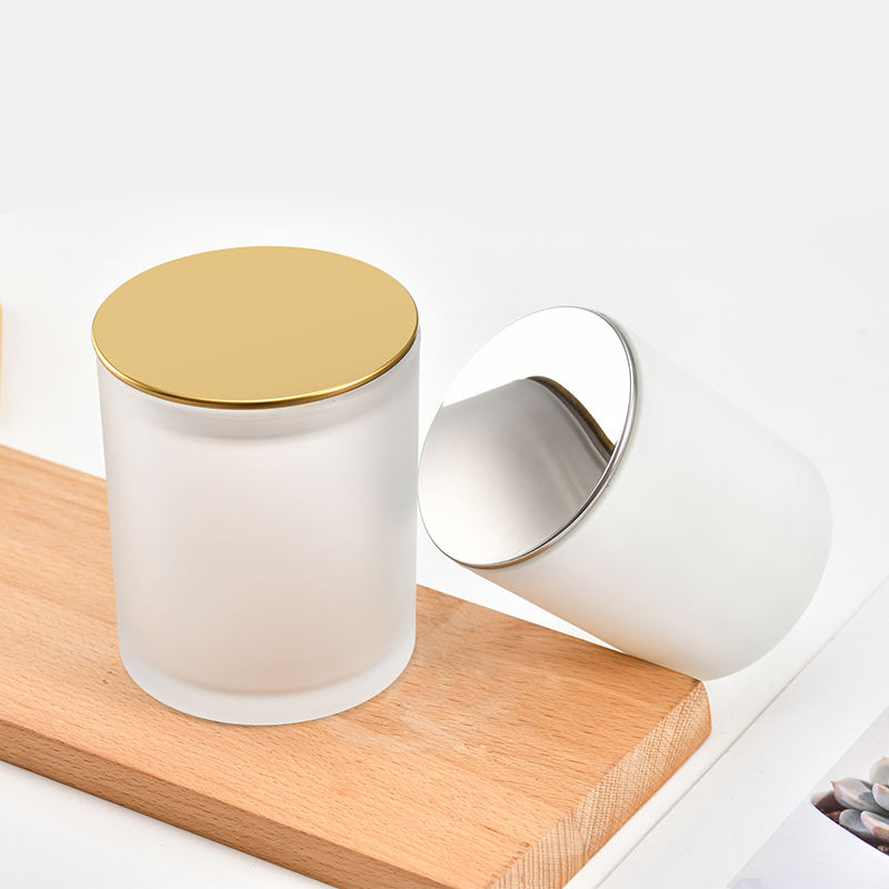 10oz Clear Frosted Glass Candle Jar with Bamboo Lids Wholesale (5) glass candle jar with bamboo lid