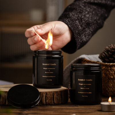glass candle jar with lid