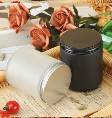 glass candle jar with aluminum lid