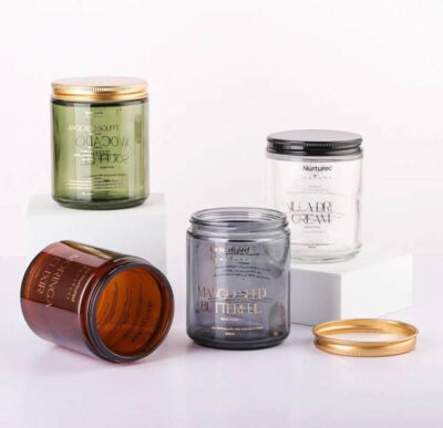glass candle jar with aluminum lid