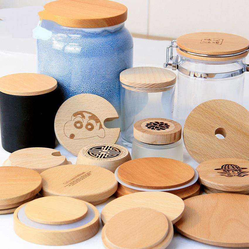 Custom Logo Eco-Friendly Wood Candle Lids – Square & Round (3) Custom Logo Wooden Candle Lid