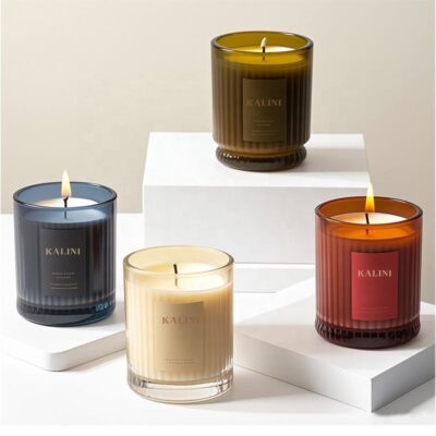 luxury glass candle jar with lid