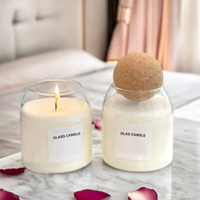 glass candle jar with cork lid