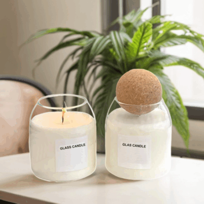 glass candle jar with cork lid