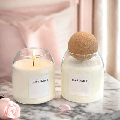glass candle jar with cork lid