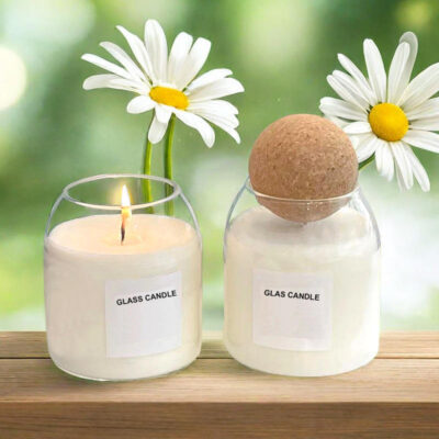 glass candle jar with cork lid