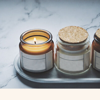 Clear amber cylinder glass candle jar