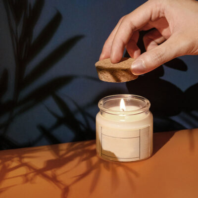 Clear amber cylinder glass candle jar