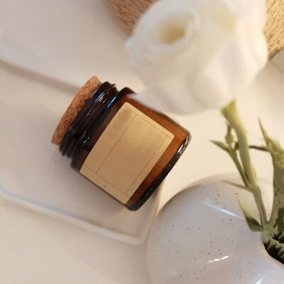 Clear amber cylinder glass candle jar