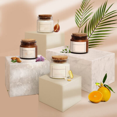 Clear amber cylinder glass candle jar
