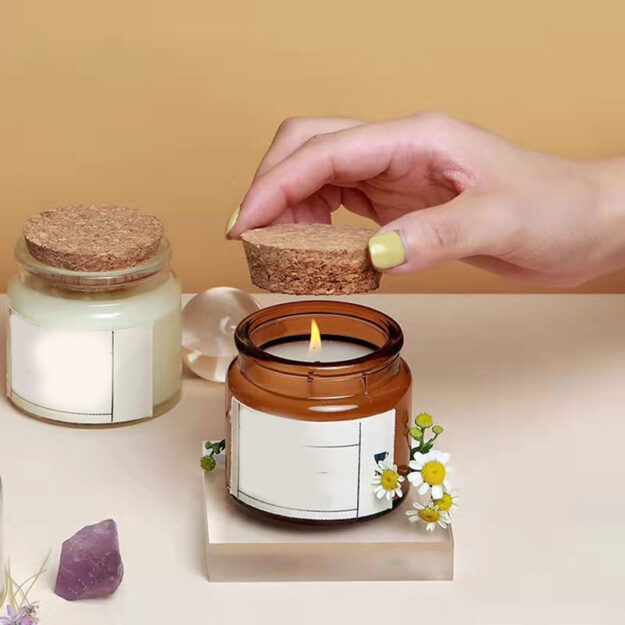 Clear amber cylinder glass candle jar