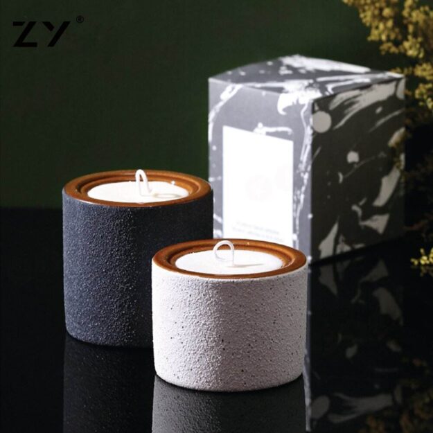 Luxury Ceramic Candle Jars – Matte Black Embossed Cylinder Design (3) Ceramic Candle Jars with Lid