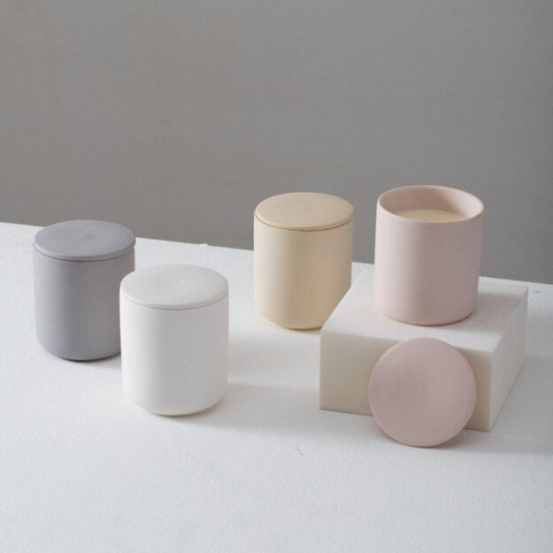 Luxury Matte Ceramic Candle Jars with Lid – Christmas Vessels (2) Ceramic Candle Jars with Lids