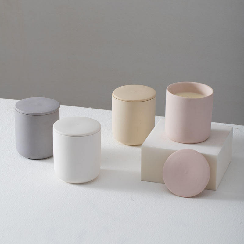 Luxury Matte Ceramic Candle Jars with Lid – Christmas Vessels (2) Ceramic Candle Jars with Lids