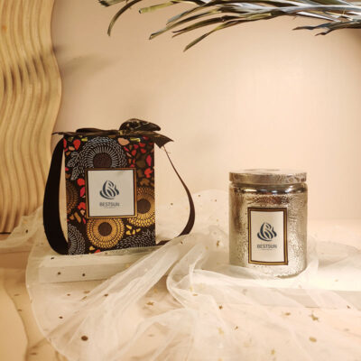 Multi-color embossed glass candle jar