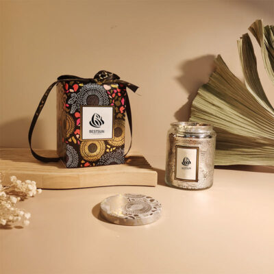 Multi-color embossed glass candle jar