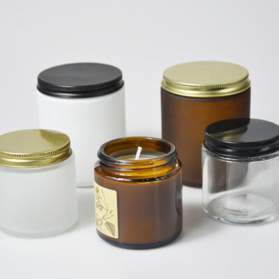 glass candle jars with aluminum lids