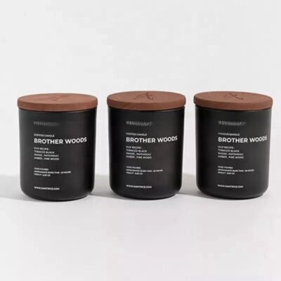 Nordic glass candle jar with bamboo lid