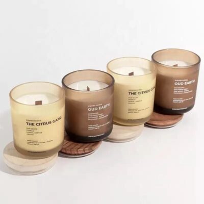 Nordic glass candle jar with bamboo lid