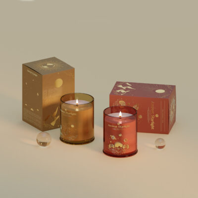 candle gift box with gold foil