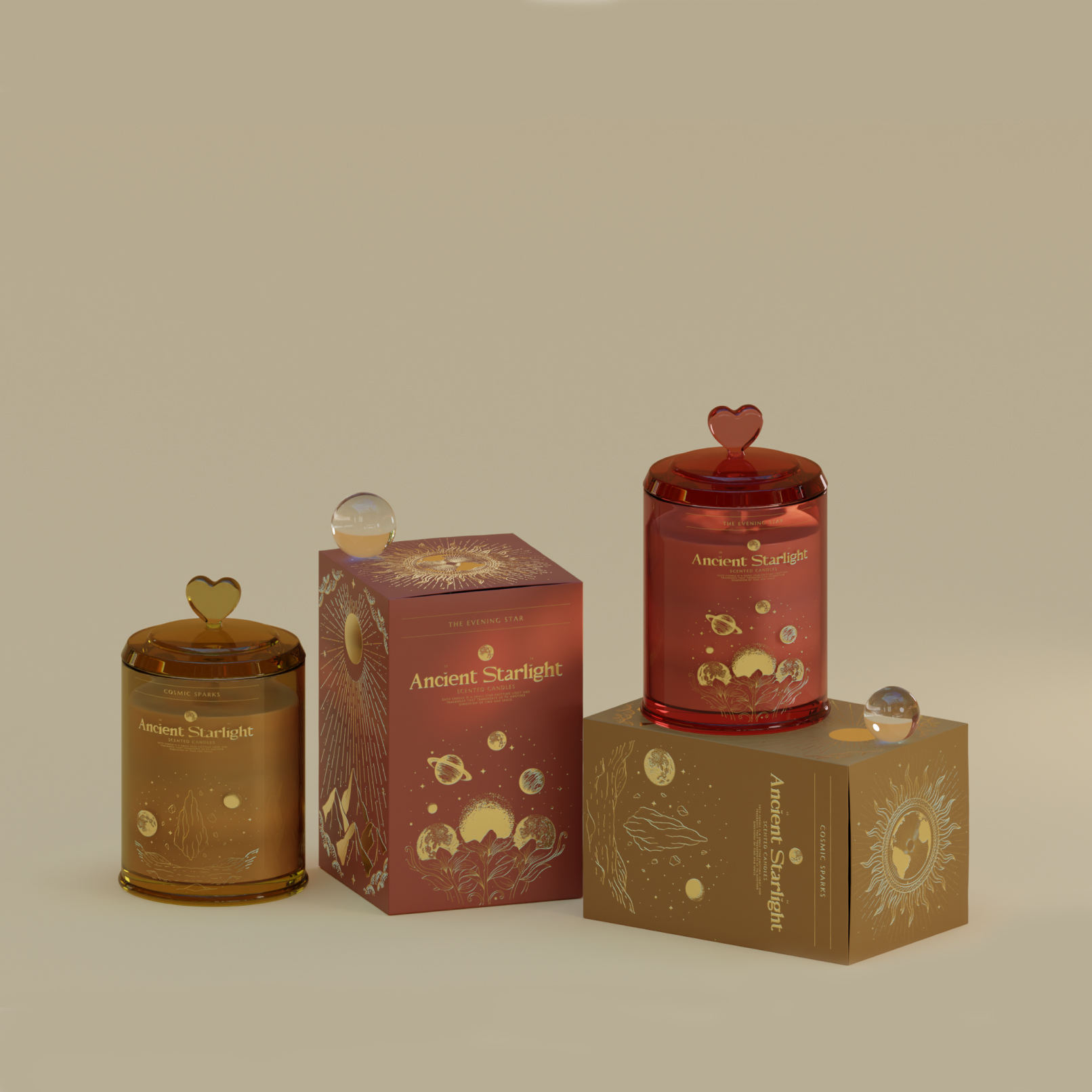 candle gift box with gold foil