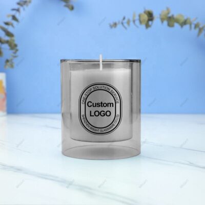 Custom double-wall glass candle jars