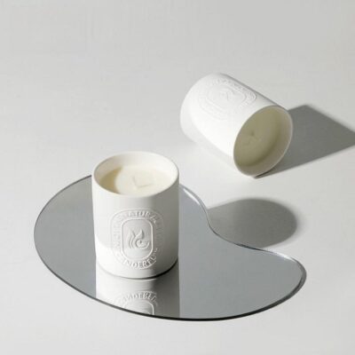 white ceramic candle jars with lid