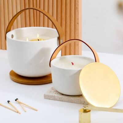 matte white ceramic candle jars