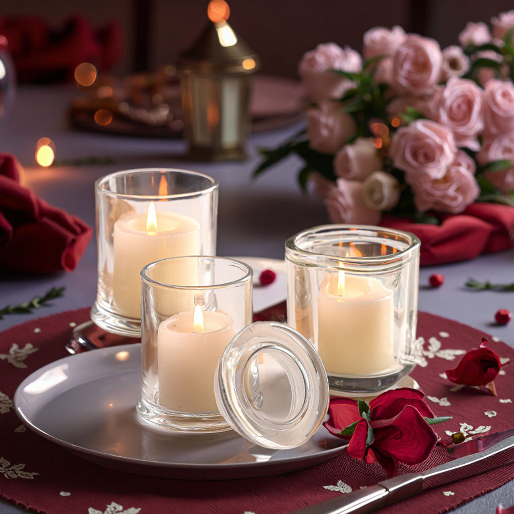 Wholesale Luxury Transparent Glass Candle Jars with Glass Lid (1) glass candle jars with glass lid