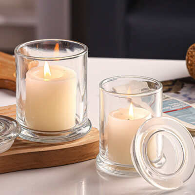 glass candle jars with glass lid
