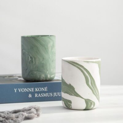 marble ceramic candle jars
