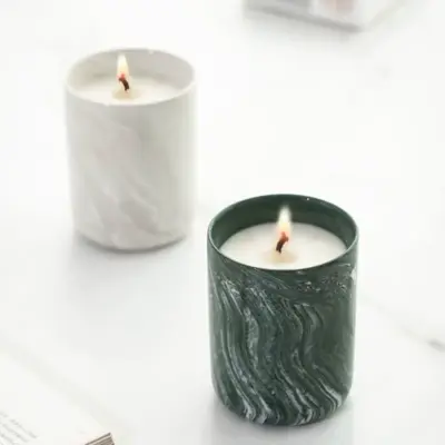 marble ceramic candle jars